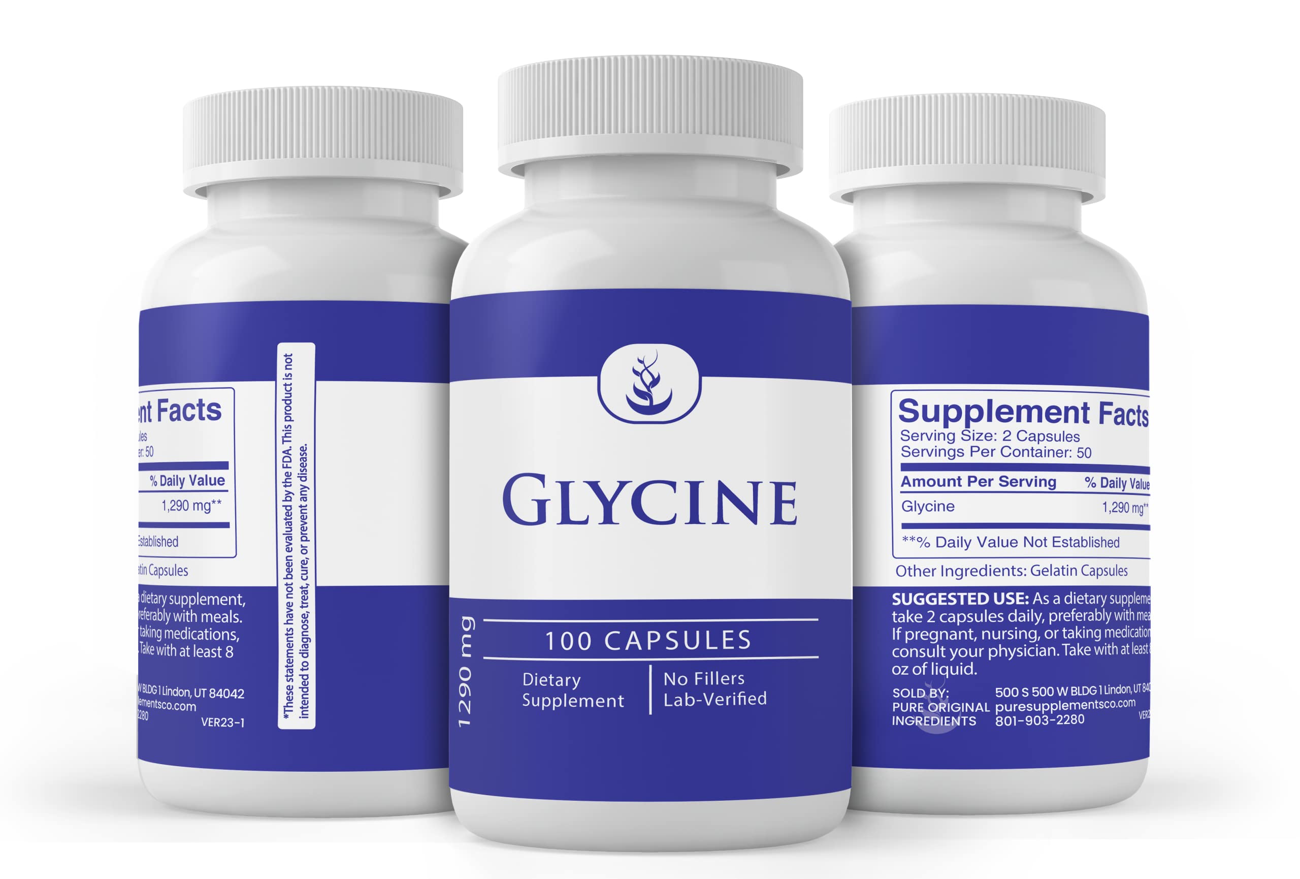 PURE Glycine Capsules packaging details