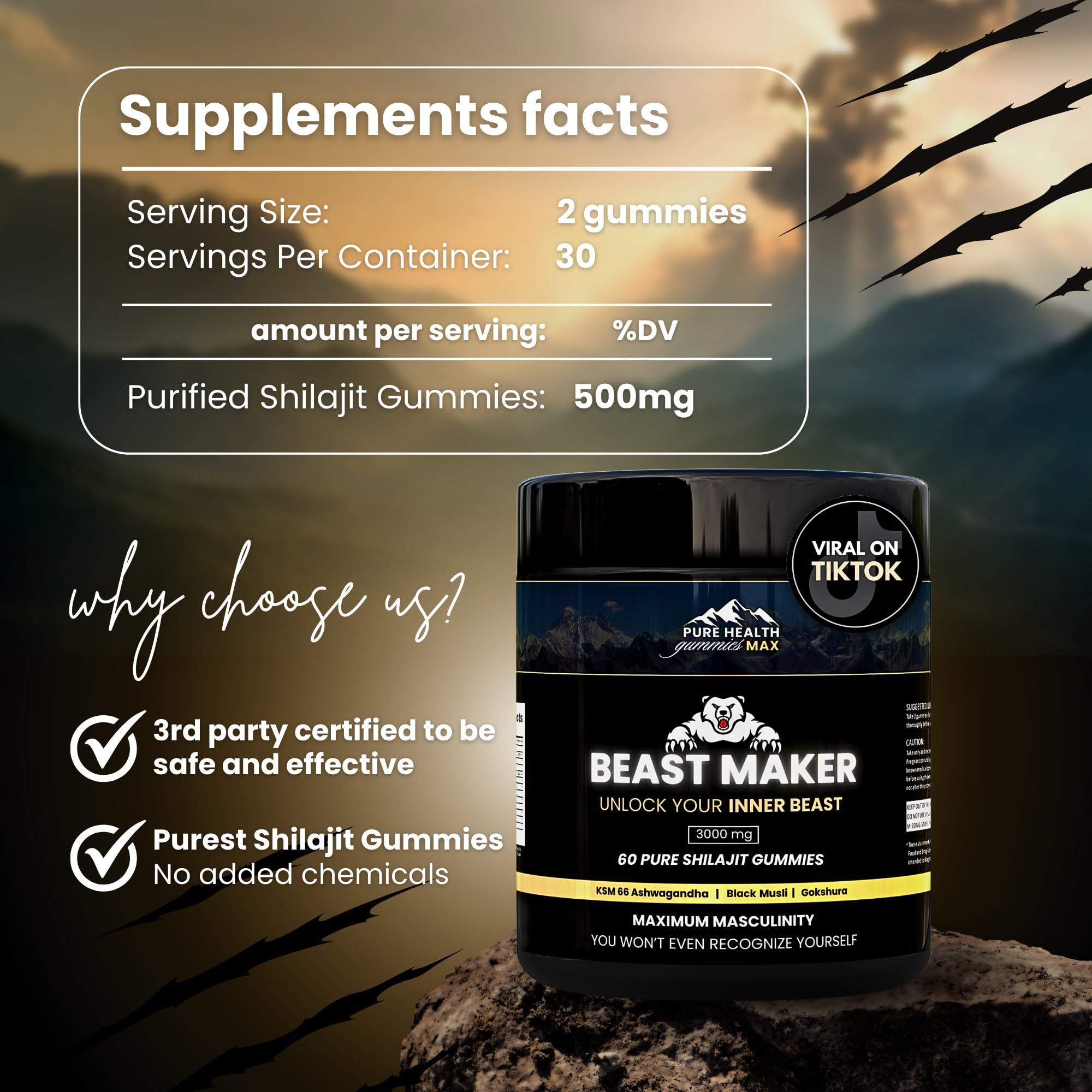 PURE HEALTH MAX Beast Maker Gummies opened package showing gummies