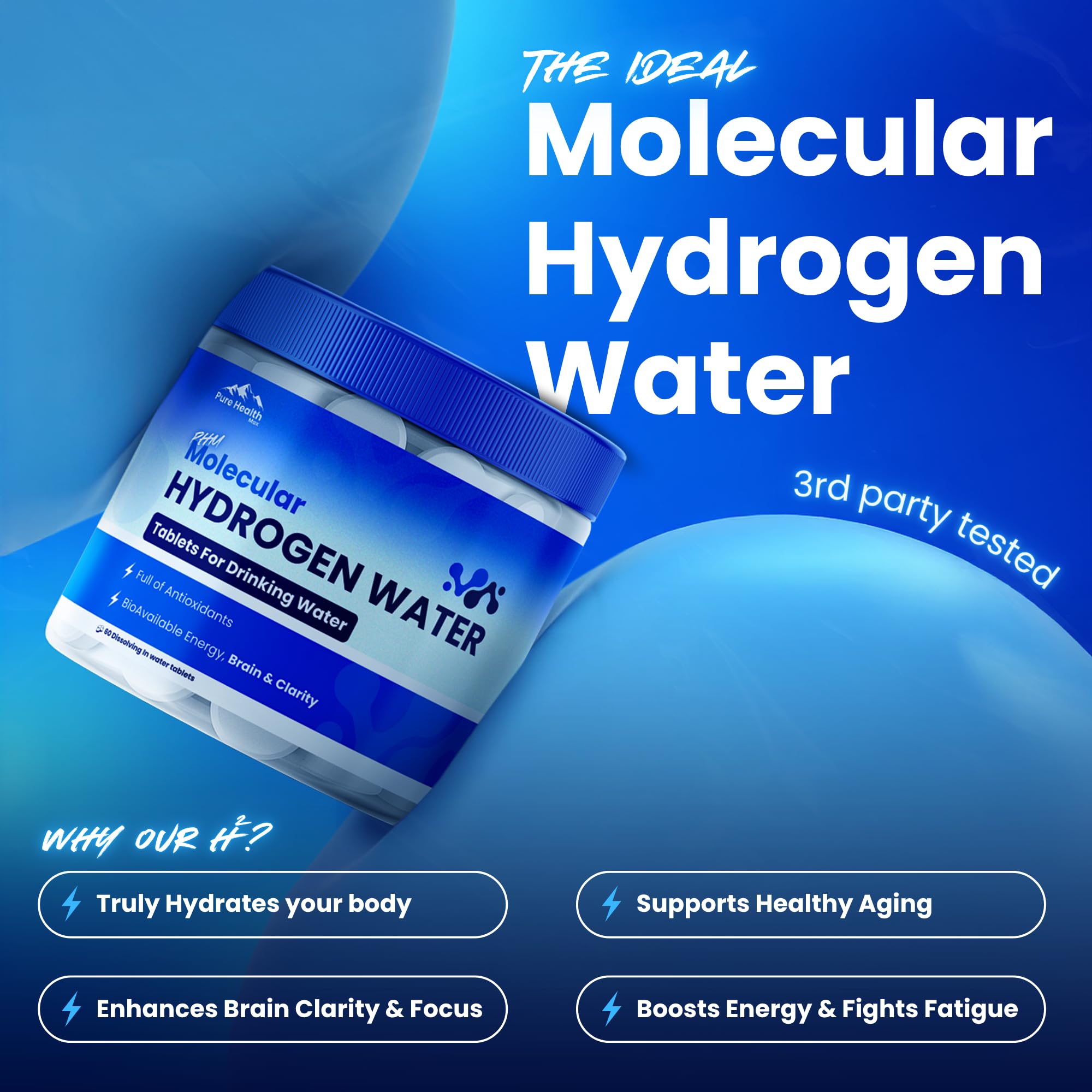 PURE HEALTH MAX Magnesium Tablets dissolving in water