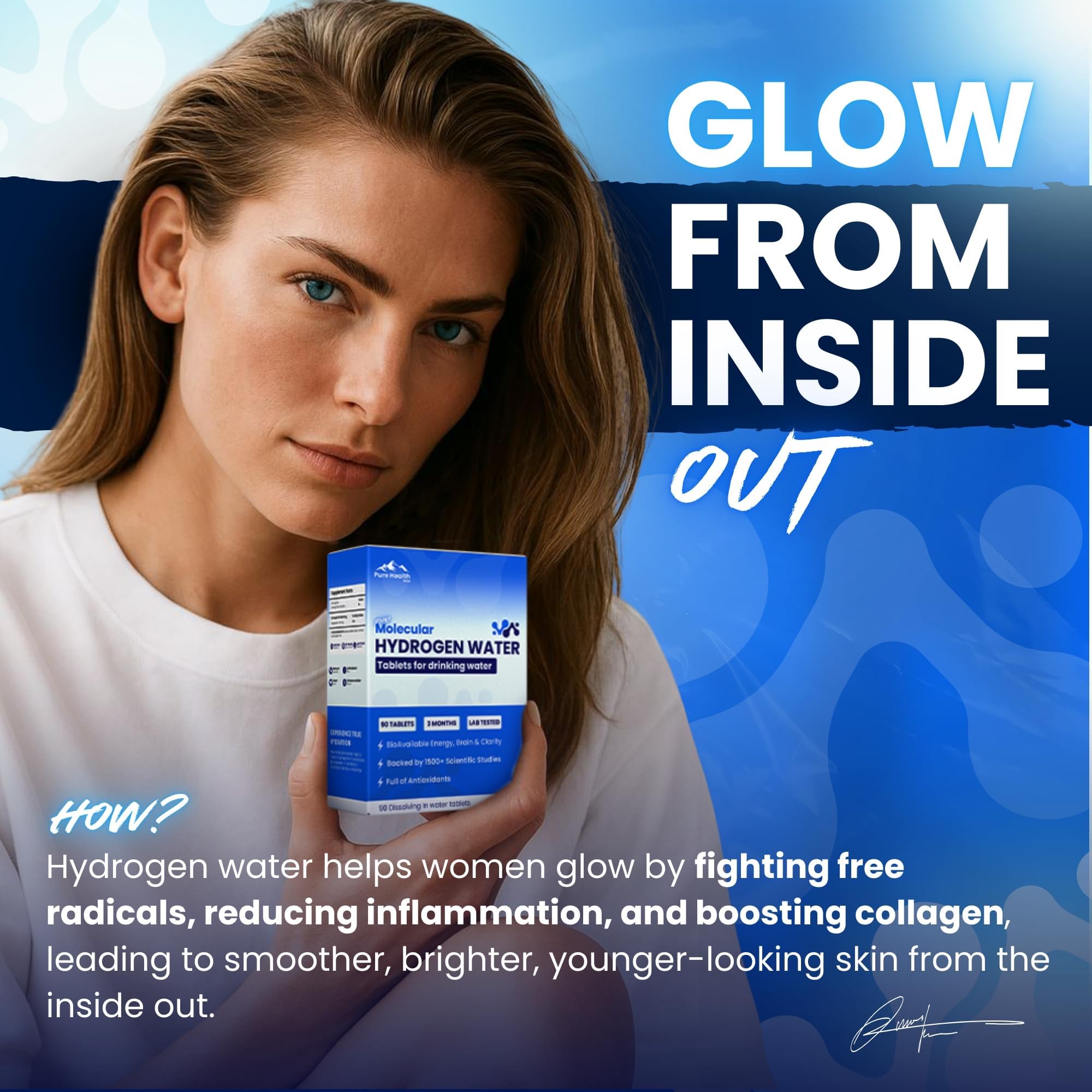 PURE HEALTH MAX Magnesium Tablets in water dissolving