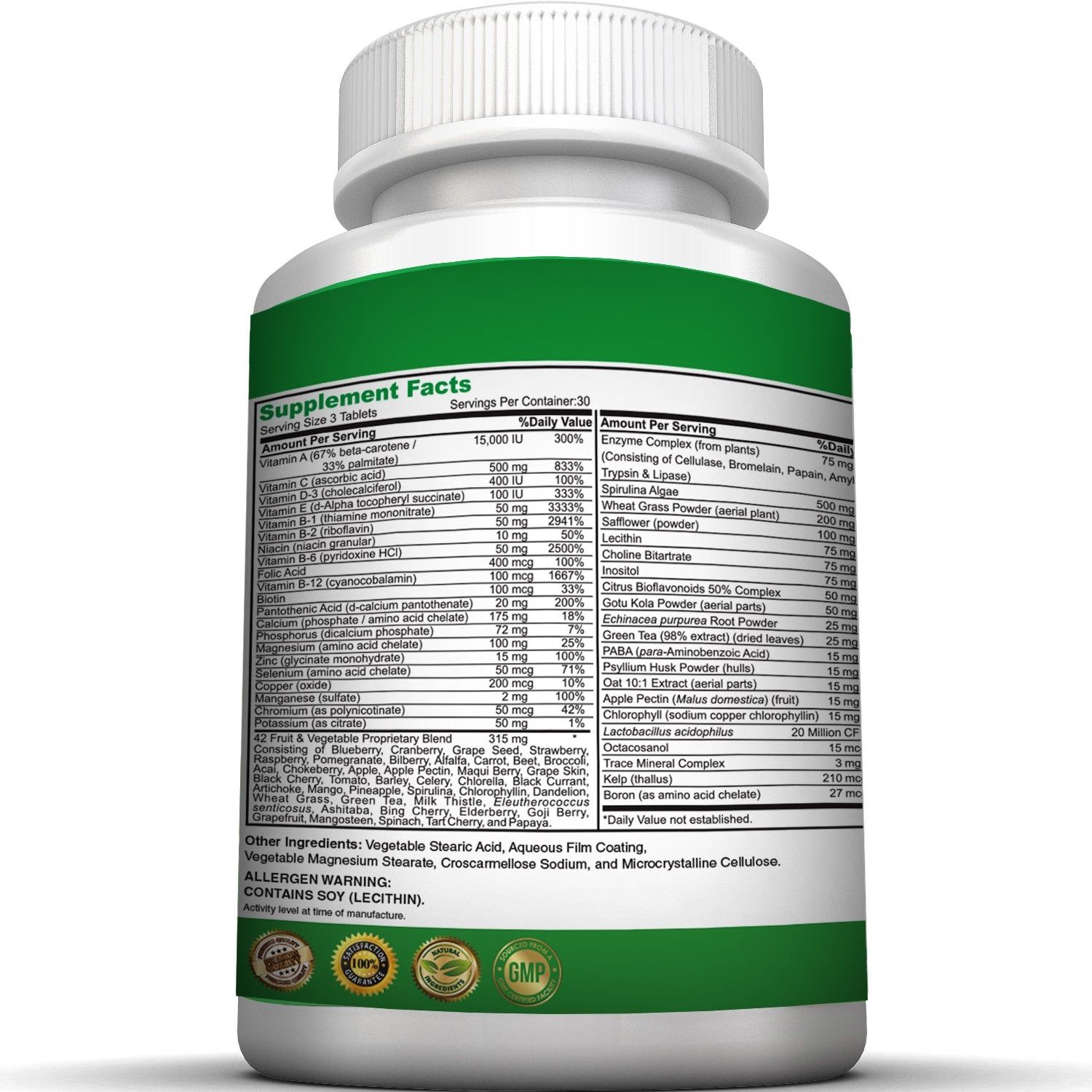 Pure Healthland Multivitamin side view with ingredients list