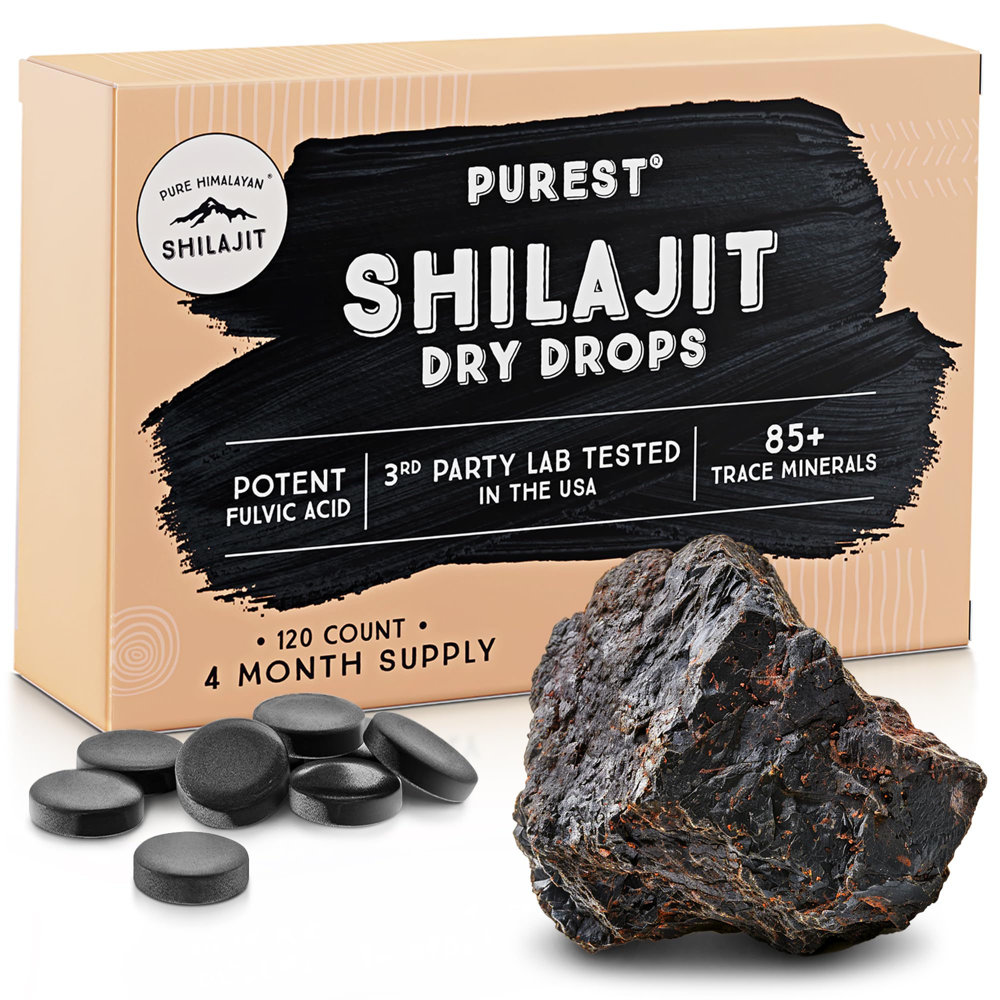 Pure Himalayan Shilajit Dry Drops 24g front view