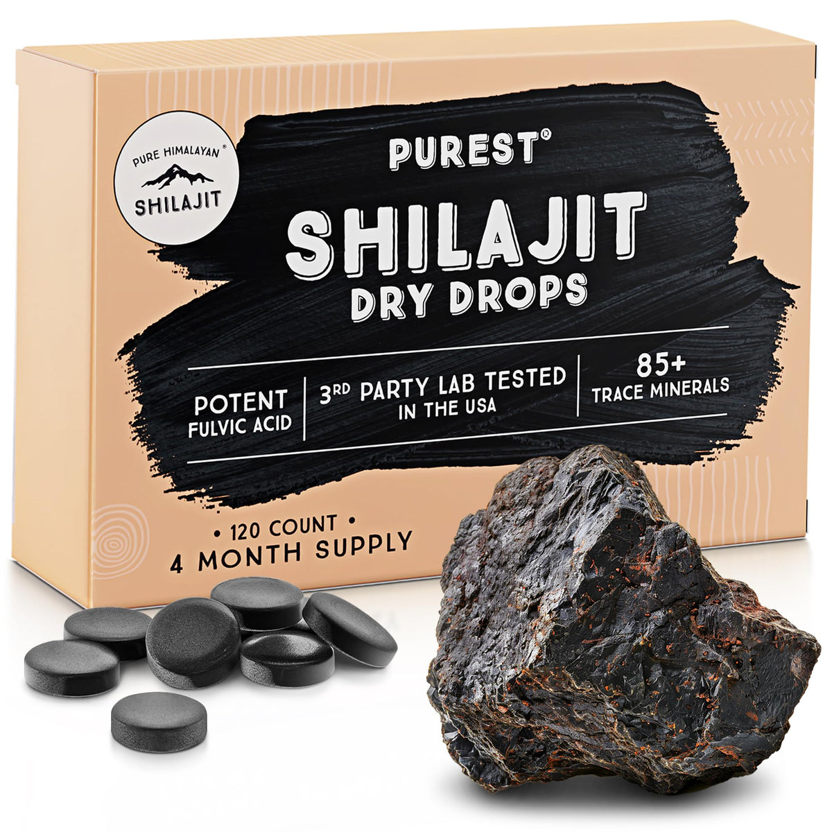 Pure Himalayan Shilajit Dry Drops 24g front view