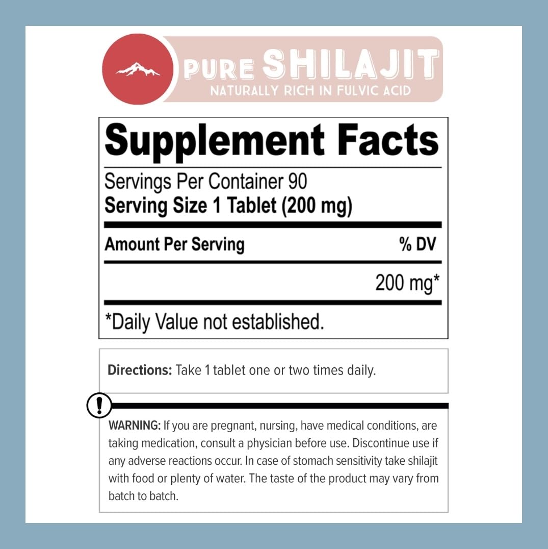 Pure Himalayan Shilajit ingredients list