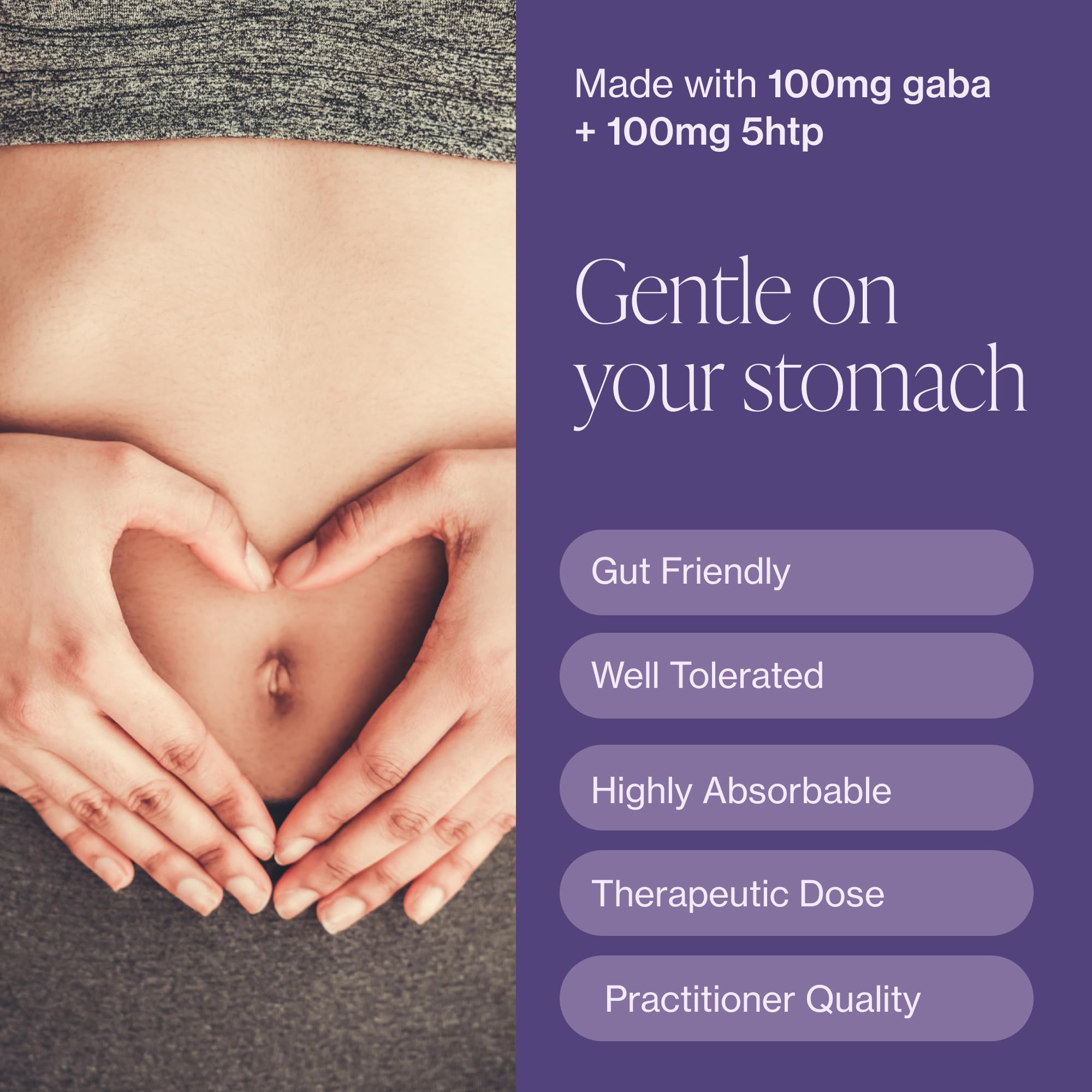 Pure Micronutrients 5-HTP Supplement 100mg GABA capsules on a wooden table