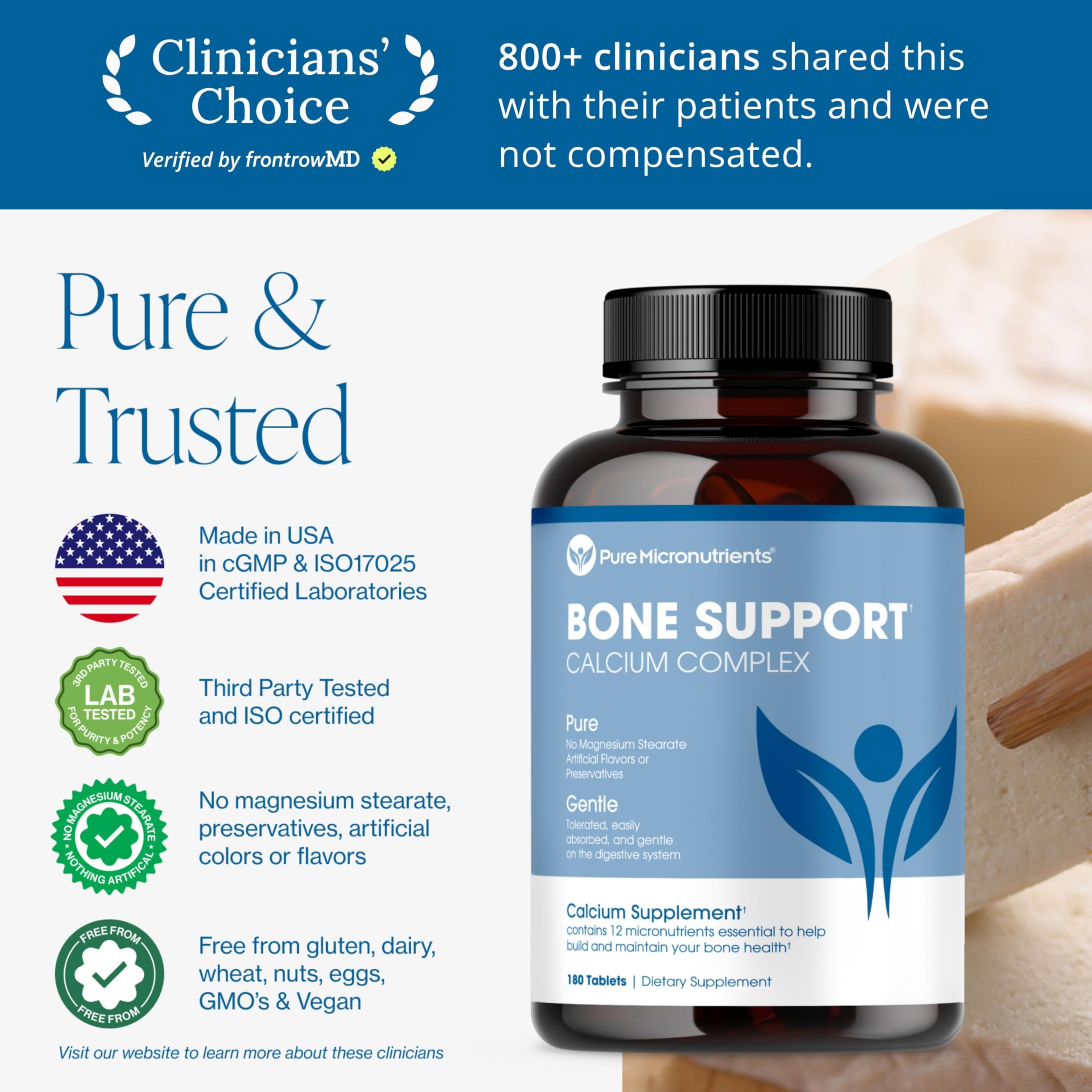 Pure Micronutrients Calcium Supplement 120 Tablets side view