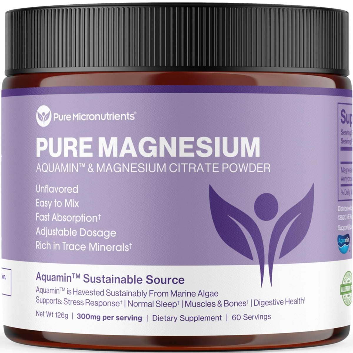 Pure Micronutrients Magnesium Powder 300mg 259g front view