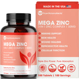 Pure Micronutrients Mega Zinc Supplement 50mg front view