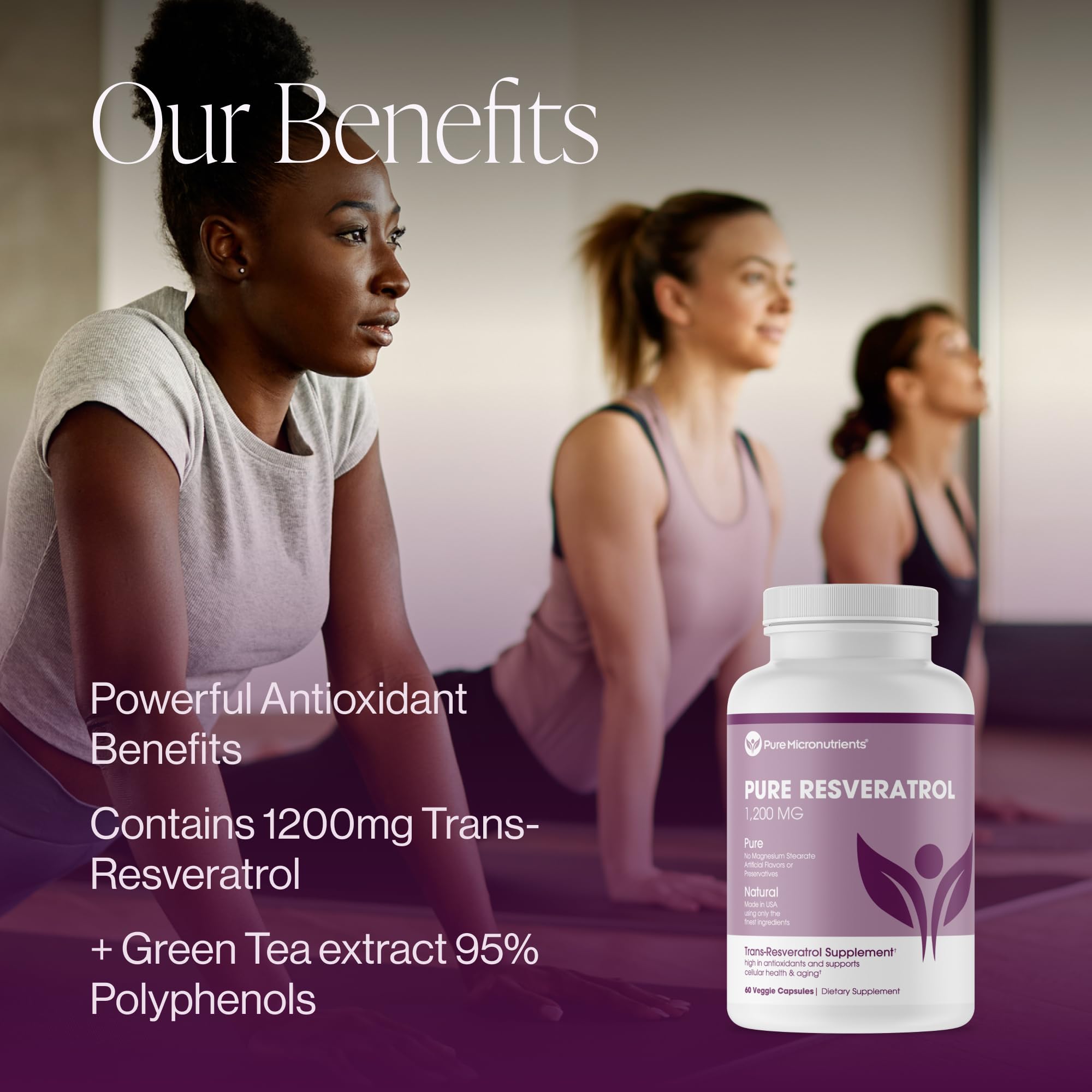 Pure Micronutrients Resveratrol Capsules 50% Standardised bottle with label