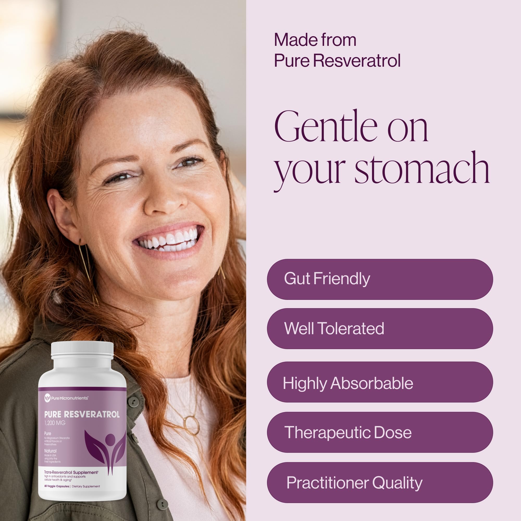 Pure Micronutrients Resveratrol Capsules 50% Standardised ingredients close-up