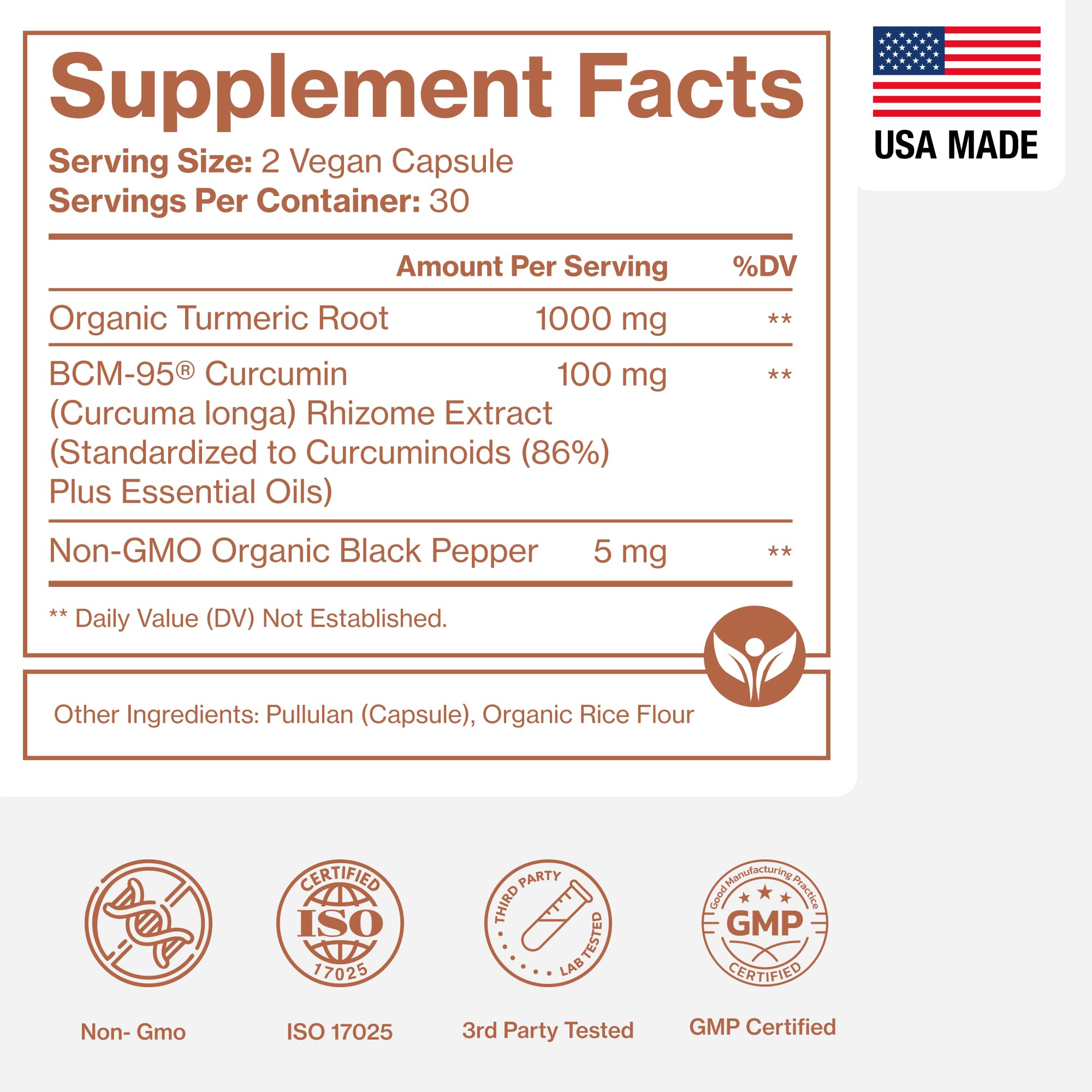 Pure Micronutrients Turmeric Supplement 70g with ingredients