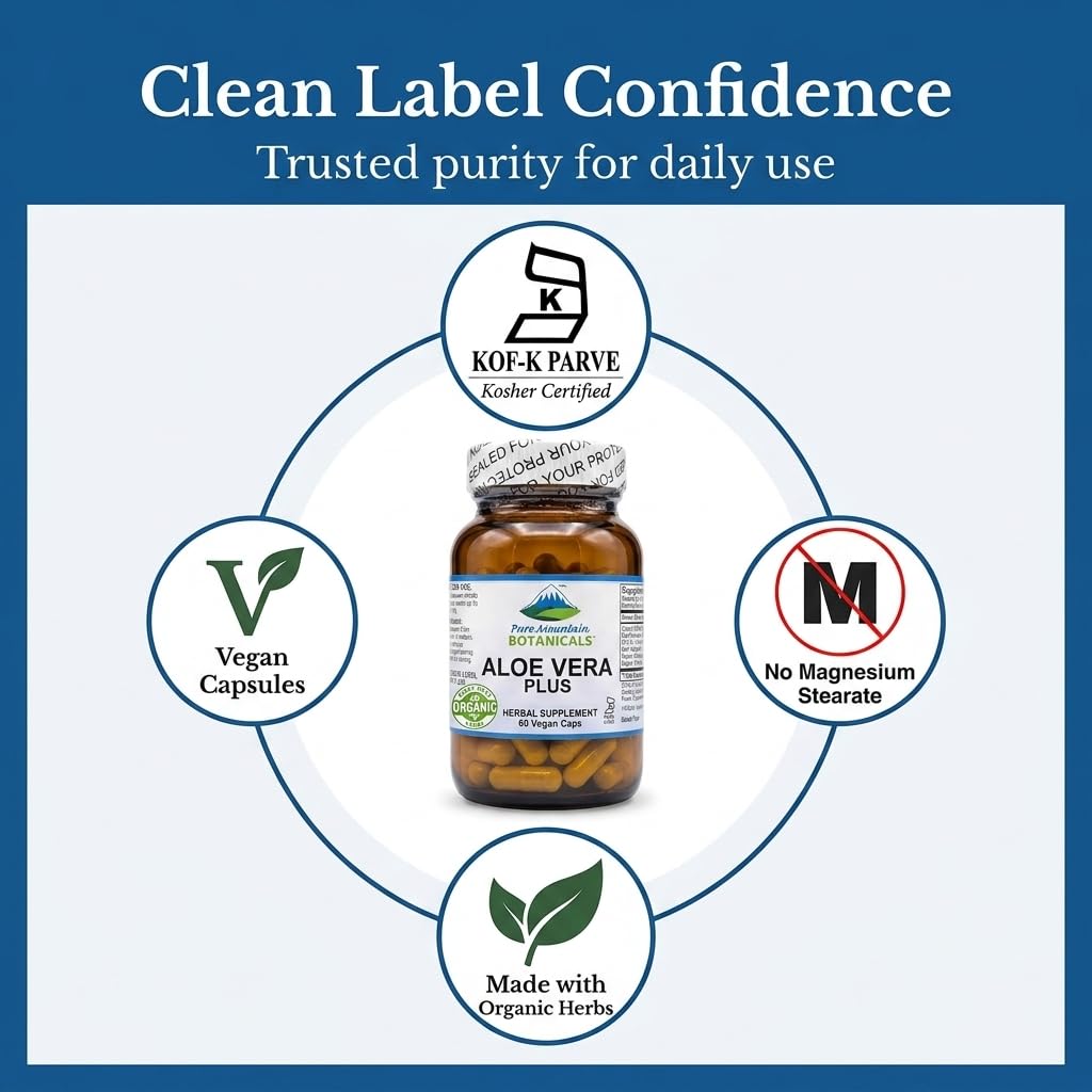 Pure Mountain Botanicals Aloe Vera Supplement side view