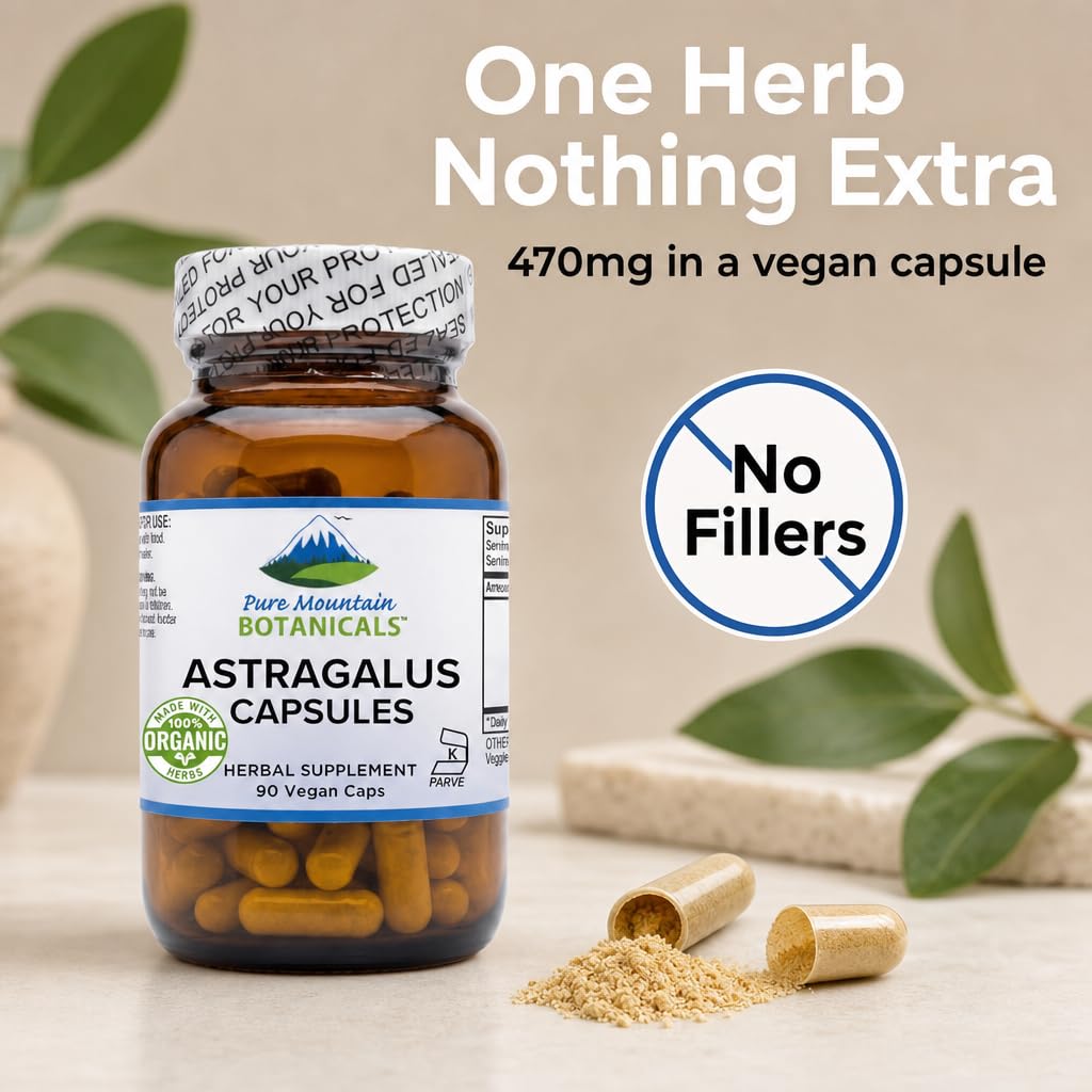 Pure Mountain Botanicals Astragalus Root Powder label close-up