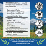 Pure Mountain Botanicals Bilberry Capsules side view showing label