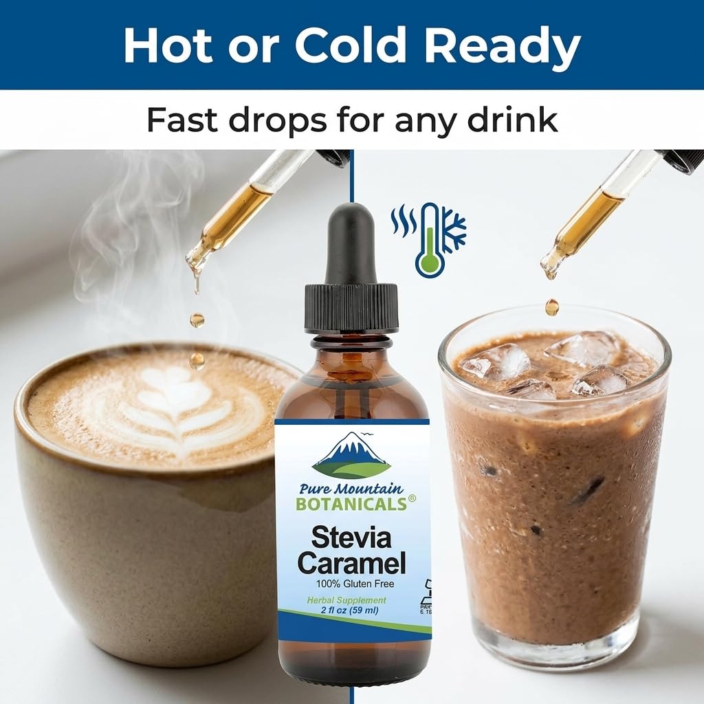 Pure Mountain Botanicals Caramel Stevia Drops label details