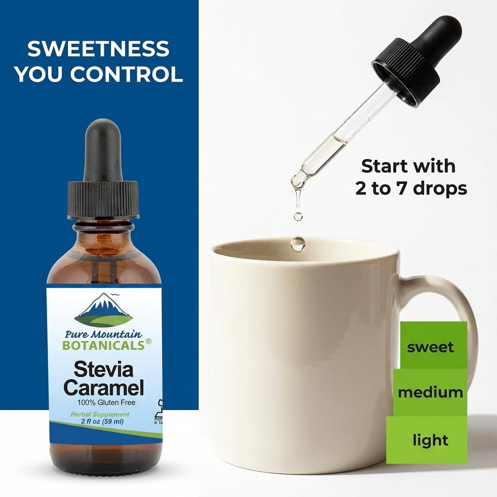 Pure Mountain Botanicals Caramel Stevia Drops on oatmeal