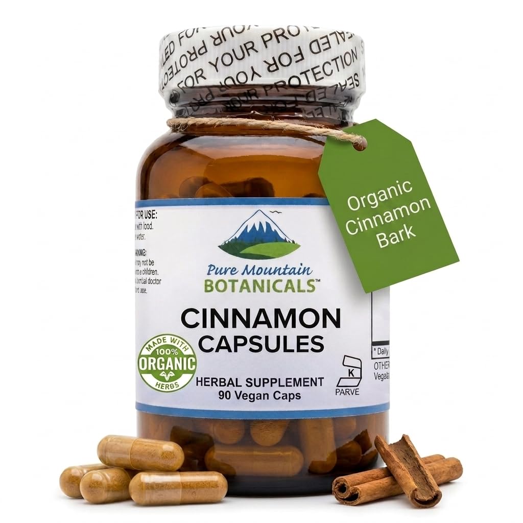 Pure Mountain Botanicals Cinnamon Bark Capsules bottle front view