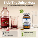 Pure Mountain Botanicals Cranberry Extract Capsules with a glass of water