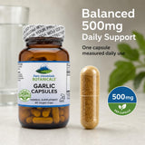 Pure Mountain Botanicals Garlic Supplement bottle with a measuring spoon