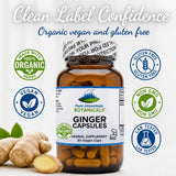 Pure Mountain Botanicals Ginger Root Capsules on a wooden table