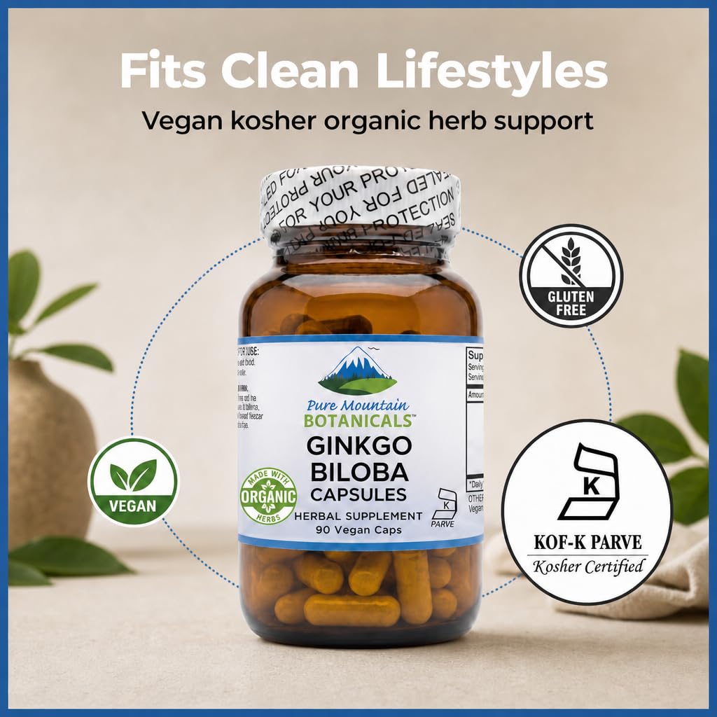 Pure Mountain Botanicals Ginkgo Biloba capsules with herbs