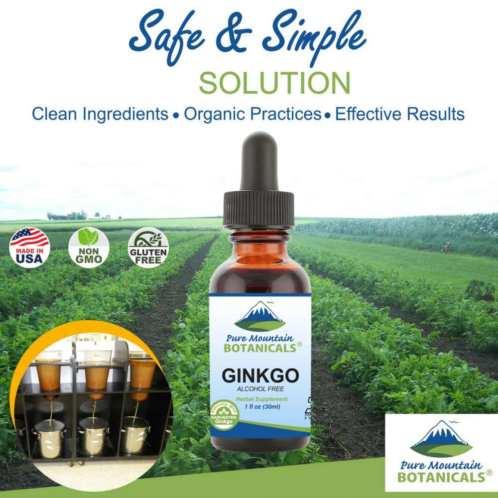 Pure Mountain Botanicals Ginkgo Biloba Liquid 467mg side view