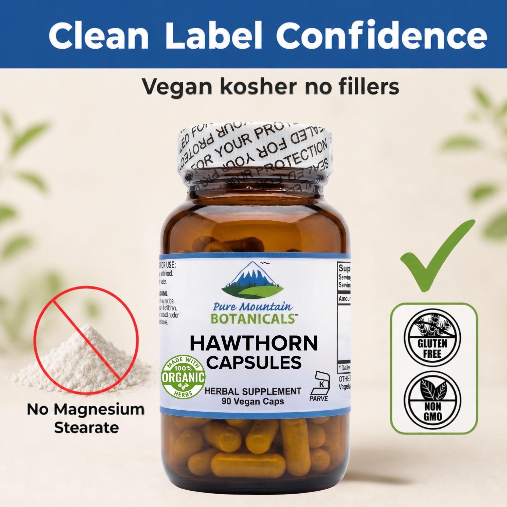 Pure Mountain Botanicals Hawthorn Berry Supplement ingredients list