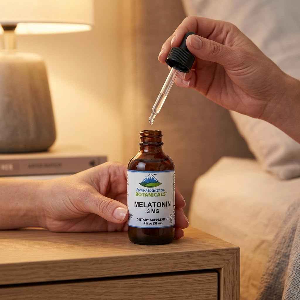 Pure Mountain Botanicals Liquid Melatonin 3mg Drops dosage dropper