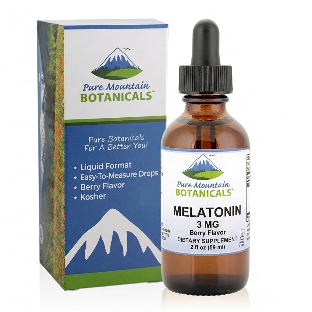 Pure Mountain Botanicals Liquid Melatonin 3mg Drops front view