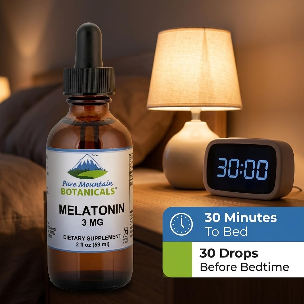 Pure Mountain Botanicals Liquid Melatonin 3mg Drops packaging