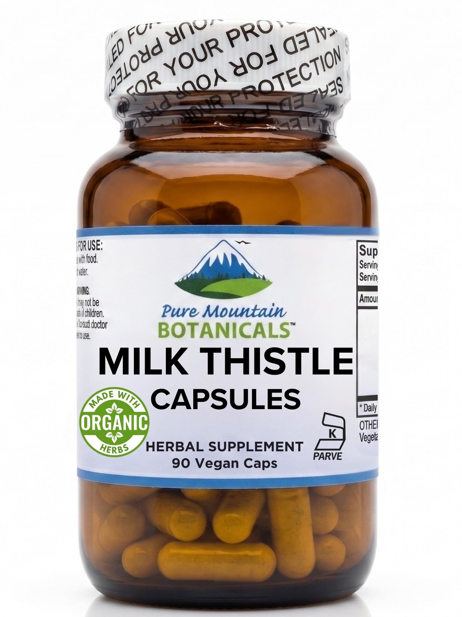 Pure Mountain Botanicals Milk Thistle capsules front view