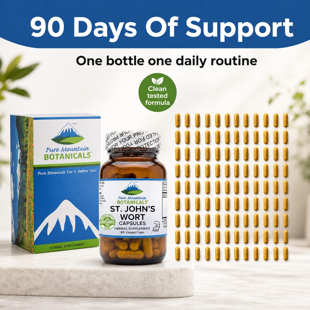 Pure Mountain Botanicals St. John's Wort bottle with cap open