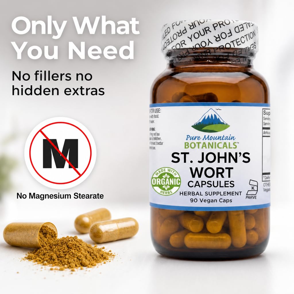 Pure Mountain Botanicals St. John's Wort label with ingredient details