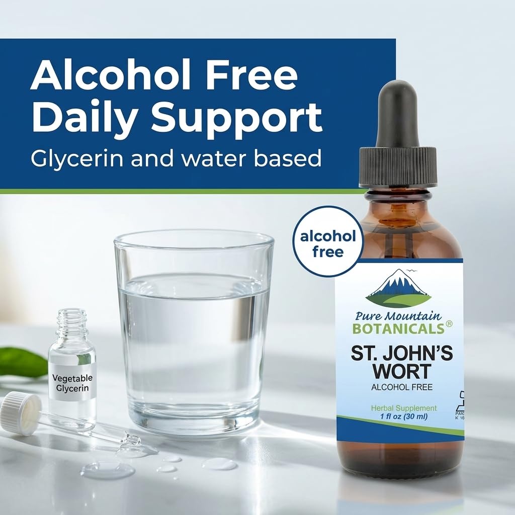 Pure Mountain Botanicals St. John's Wort Liquid Extract 500mg bottle side view