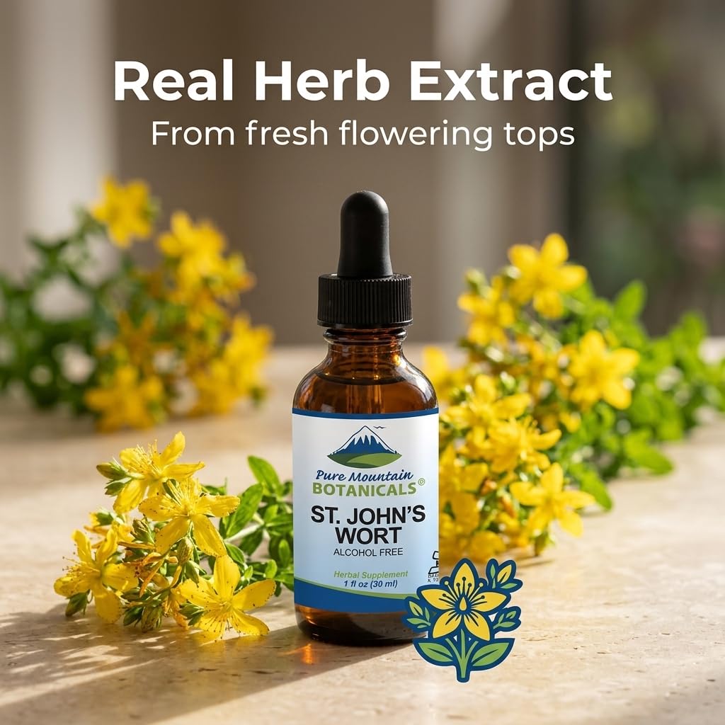 Pure Mountain Botanicals St. John's Wort Liquid Extract 500mg bottle with label