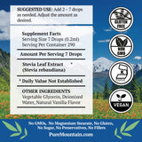 Pure Mountain Botanicals Vanilla Stevia Liquid Sweetener 2 oz glass bottle with dropper