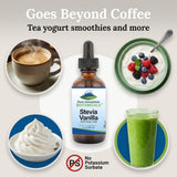 Pure Mountain Botanicals Vanilla Stevia Liquid Sweetener in a coffee cup