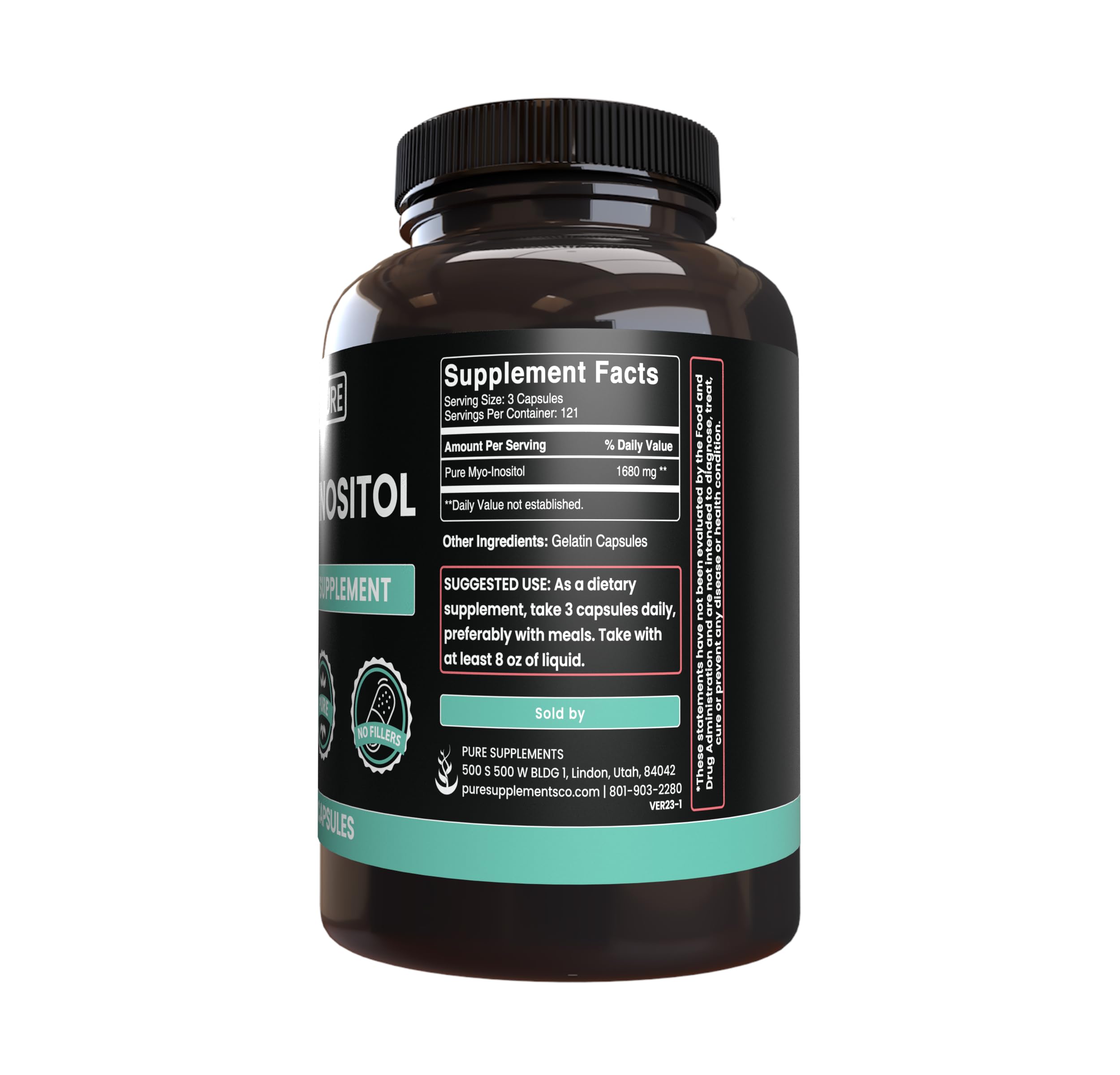 PURE Myo-Inositol Capsules label details