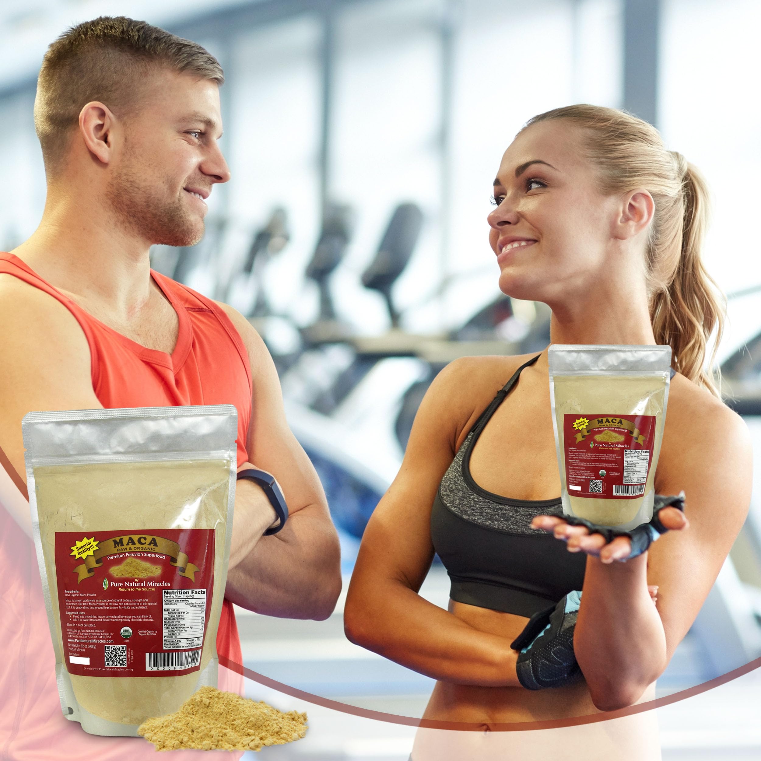 Pure Natural Miracles Maca Root Powder 454g back view with nutritional information