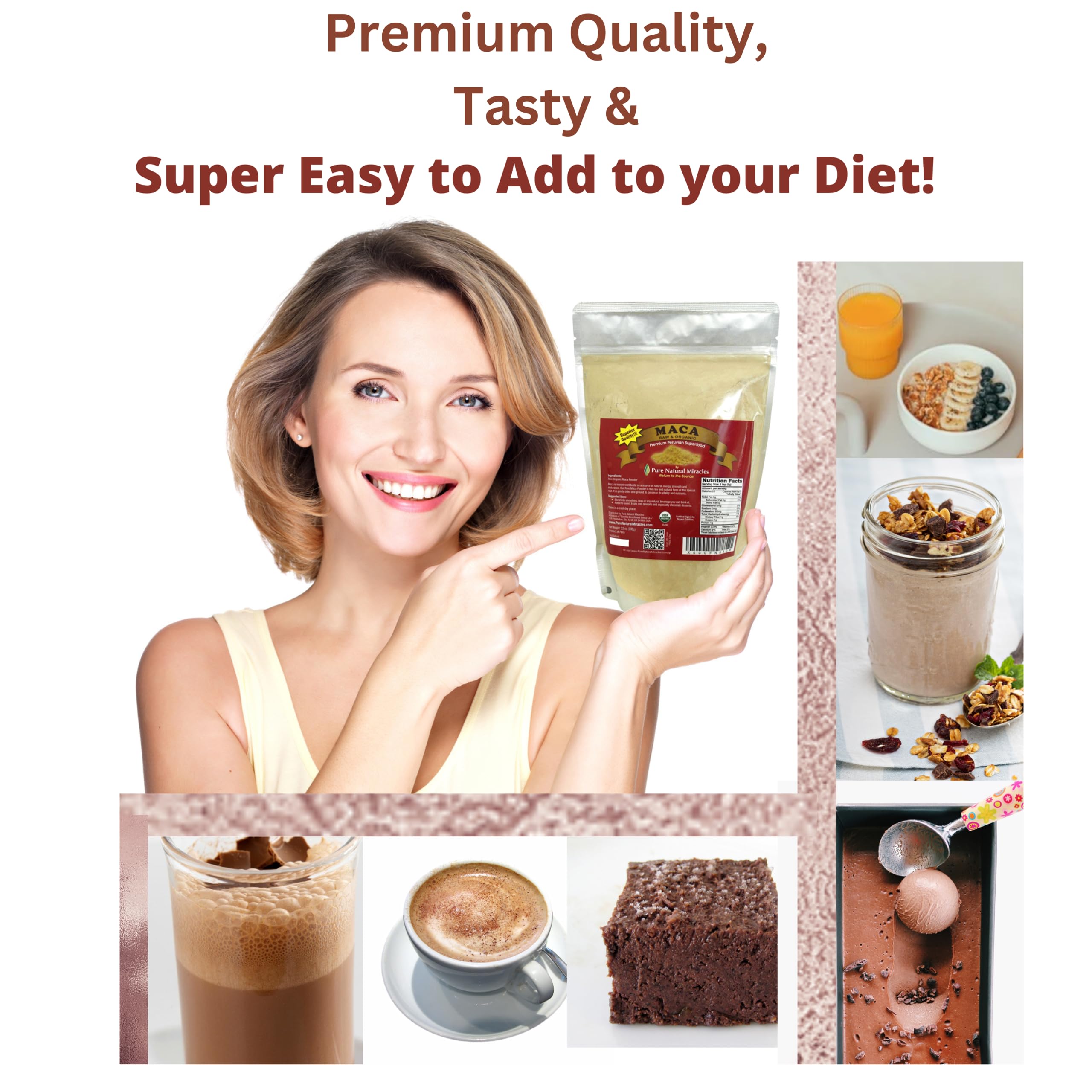 Pure Natural Miracles Maca Root Powder 454g scoop