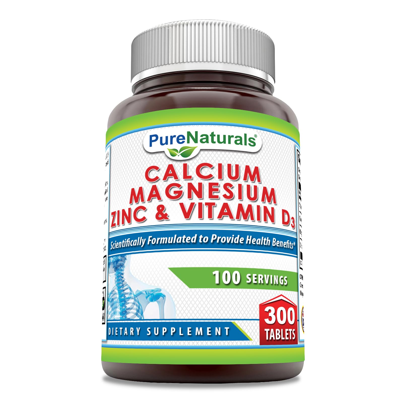 Pure Naturals Calcium Magnesium Zinc Vitamin D3 bottle front view