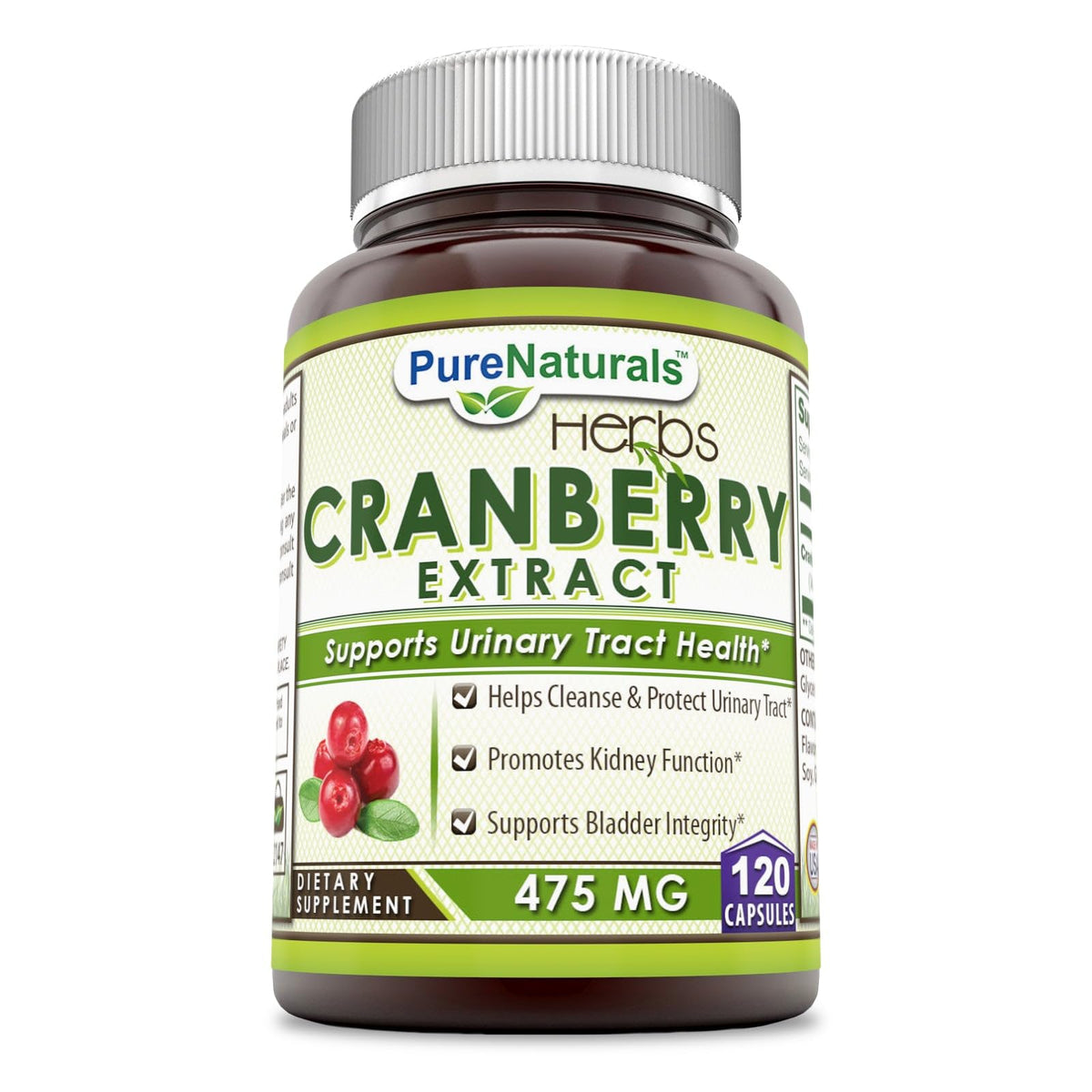 Pure Naturals Cranberry Supplement 475mg capsules front view