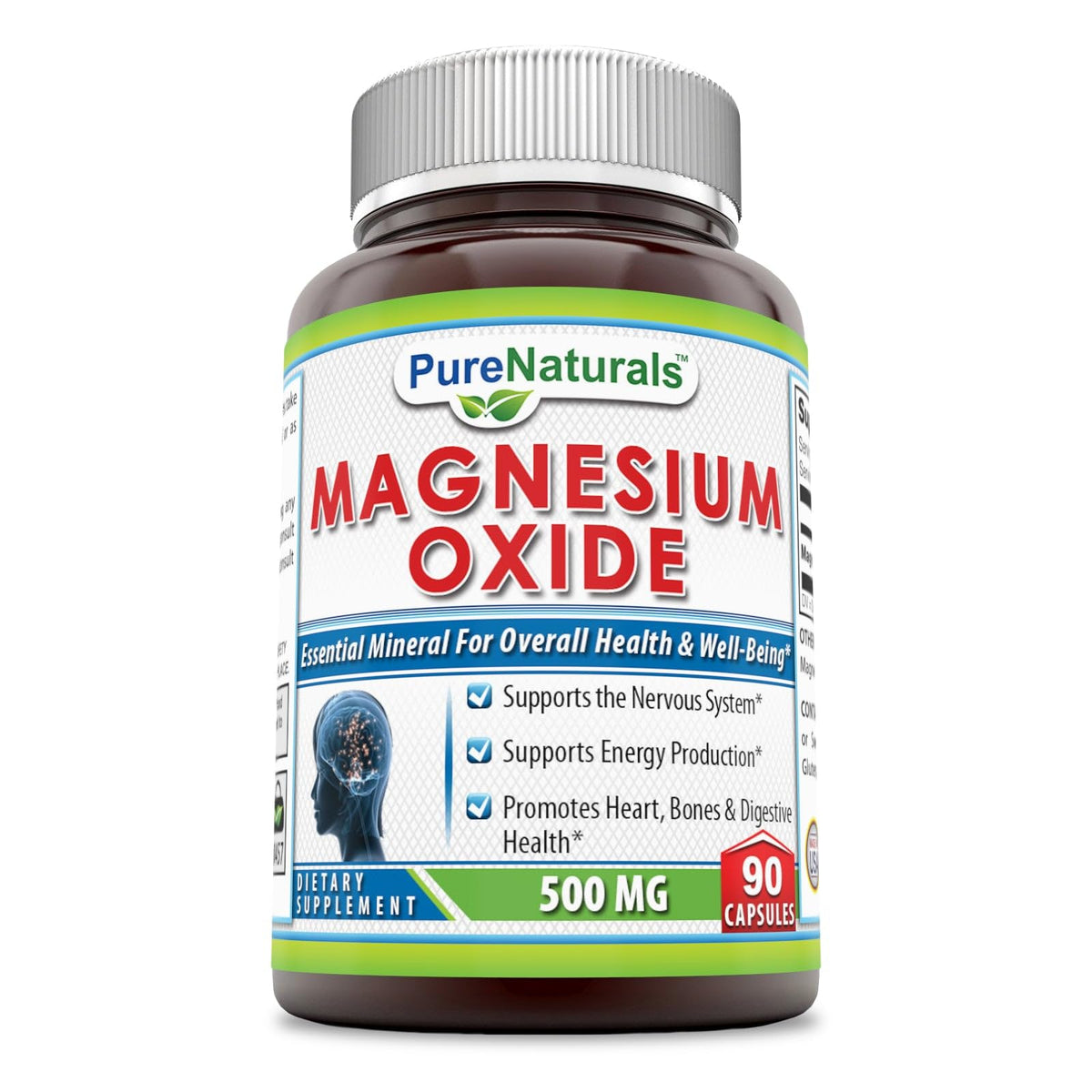Pure Naturals Magnesium Oxide 500mg Quick Release Capsules, 90 Count