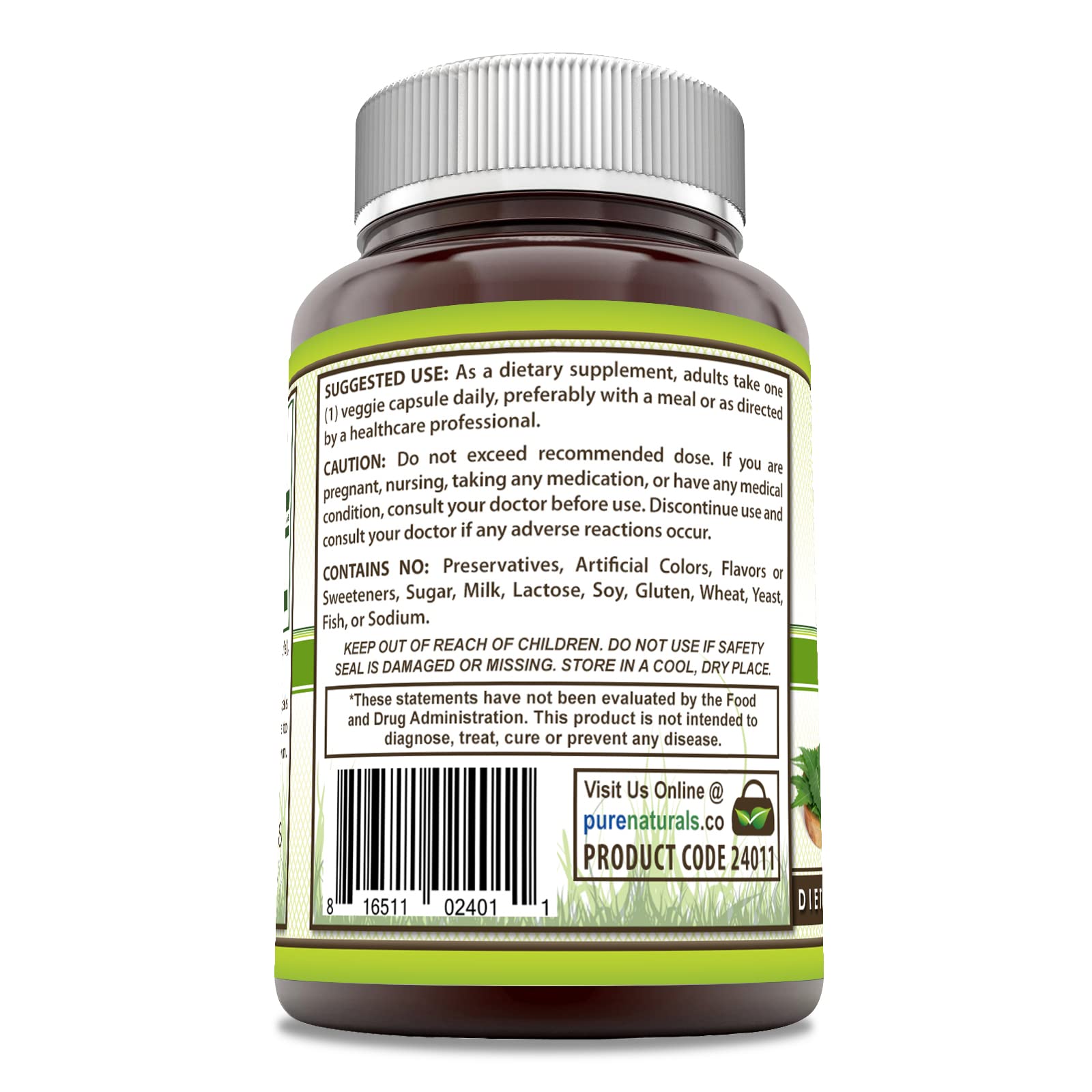Pure Naturals Neem Supplement bottle side view showing label