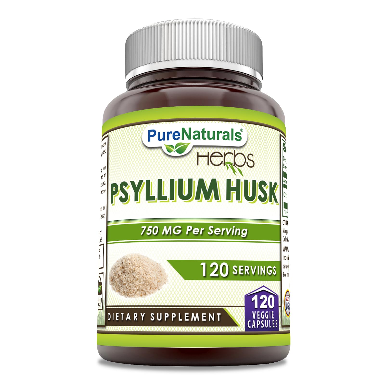 Pure Naturals Psyllium Husk Supplement 750mg bottle front view