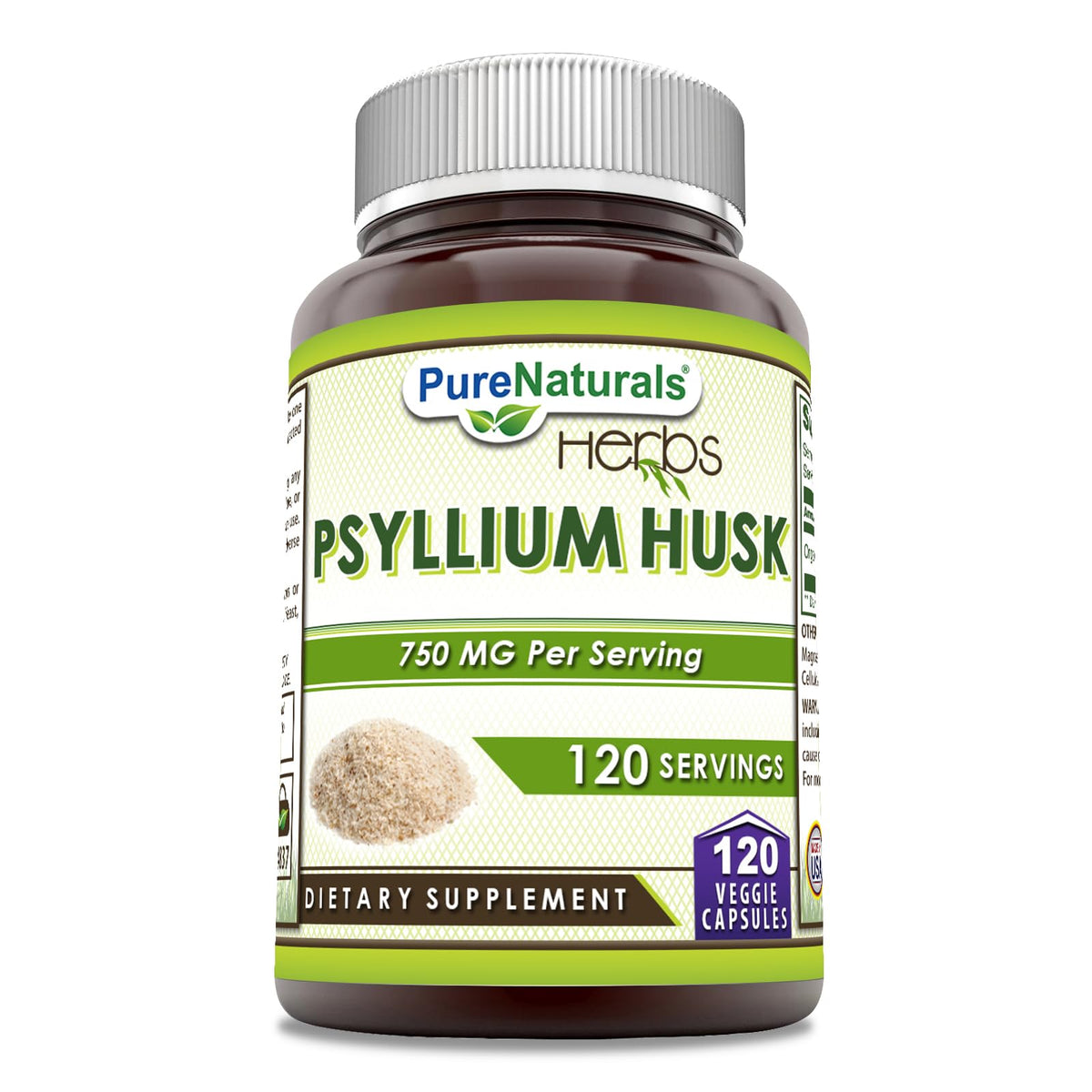 Pure Naturals Psyllium Husk Supplement 750mg bottle front view