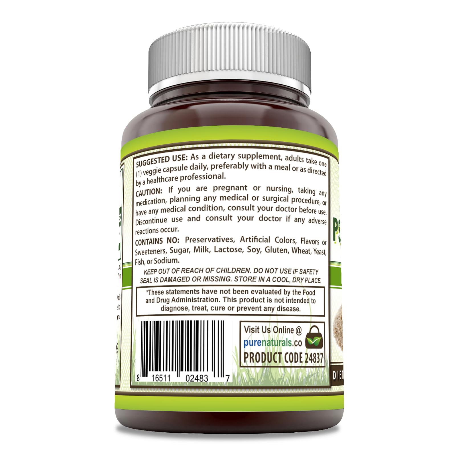 Pure Naturals Psyllium Husk Supplement 750mg veggie capsules close-up