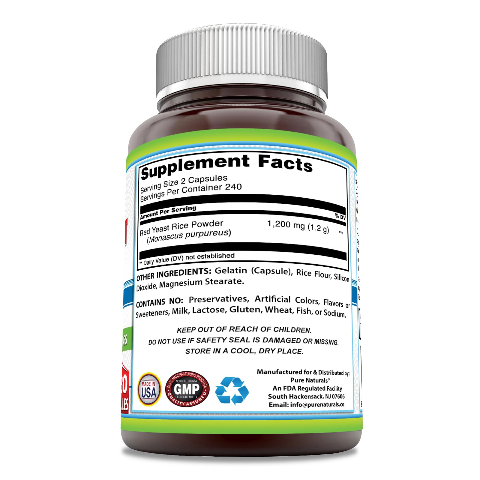 Pure Naturals Red Yeast Rice Plus CoQ10 capsules close-up