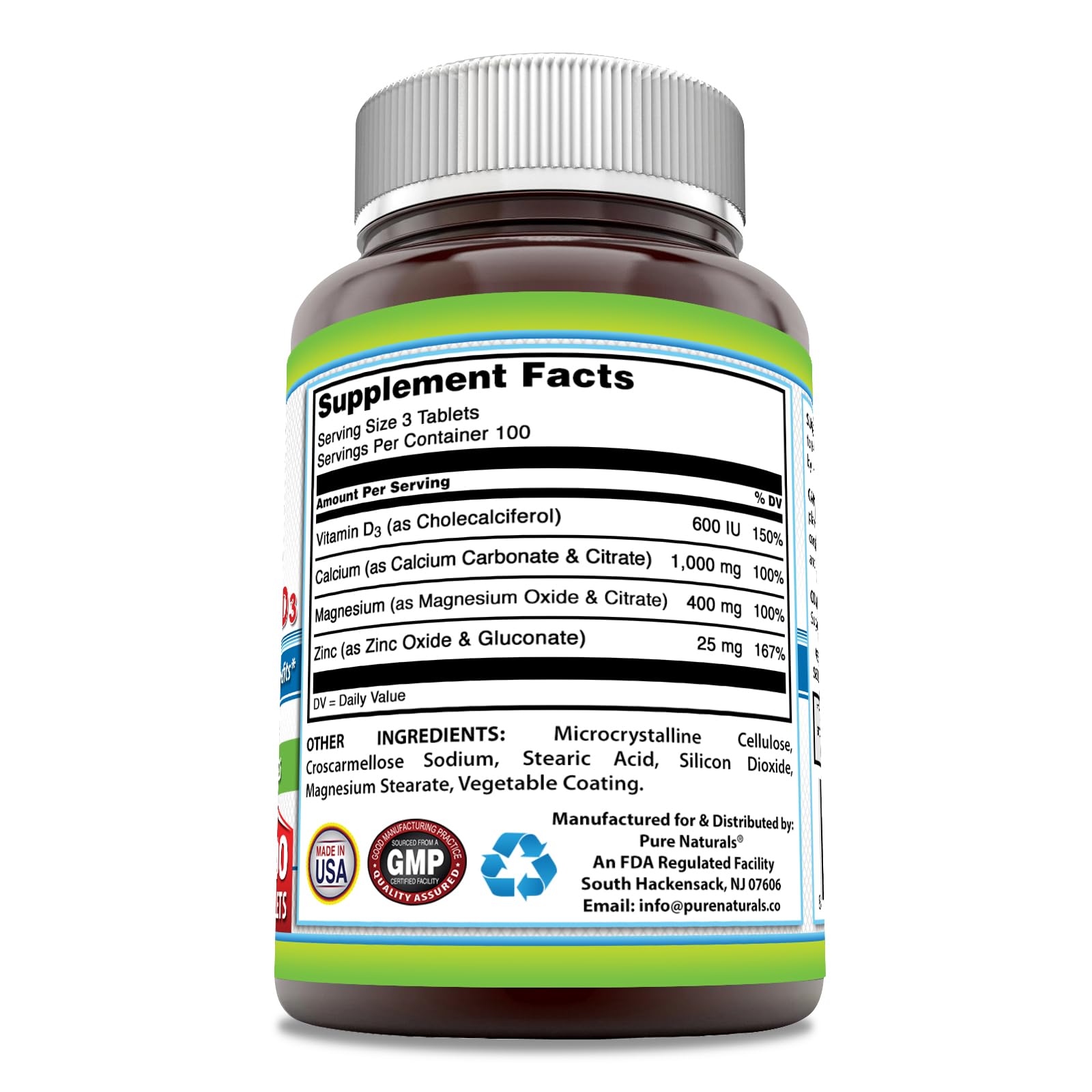 Pure Naturals supplement tablets close-up
