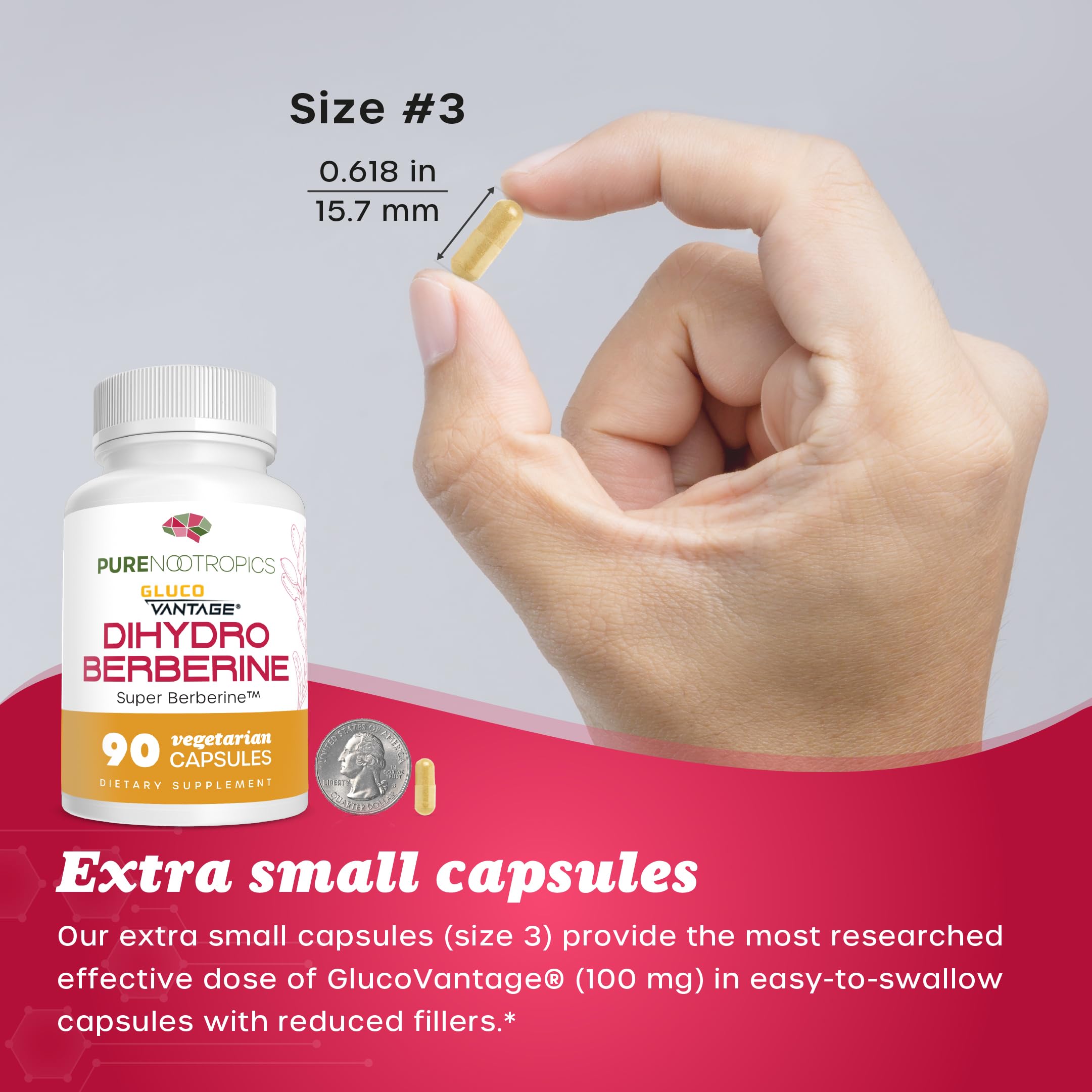 Pure Nootropics Dihydroberberine GlucoVantage capsules in hand